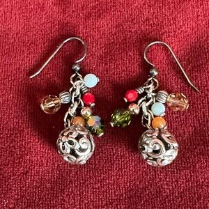 Vintage Elegant Silver and Multicolor Dangle Earrings